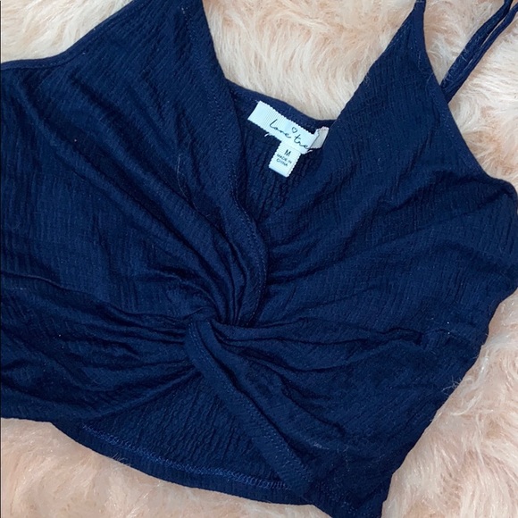 Navy knotted crop top - Picture 2 of 3